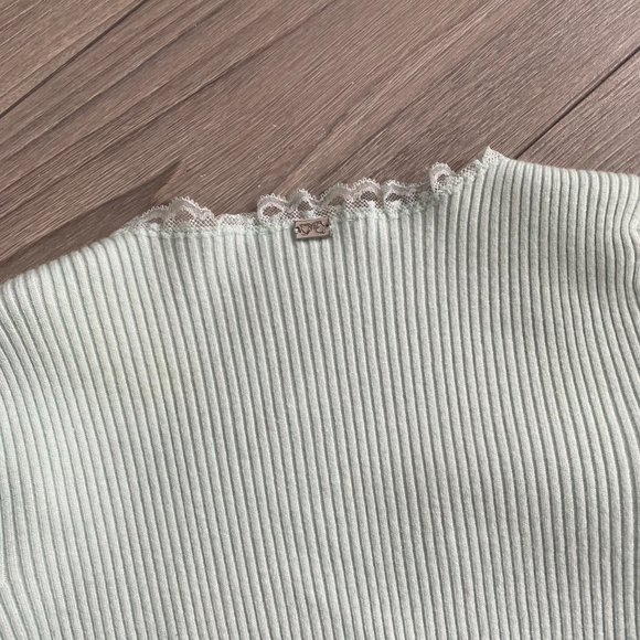 FOR LOVE AND LEMONS Mint Cropped Cardigan - Size Small - Picture 7 of 7